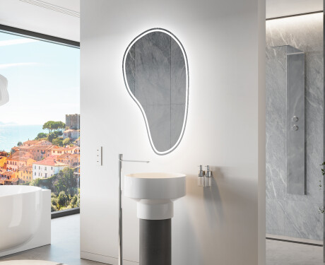 Specchio da bagno LED di forma irregolare S223