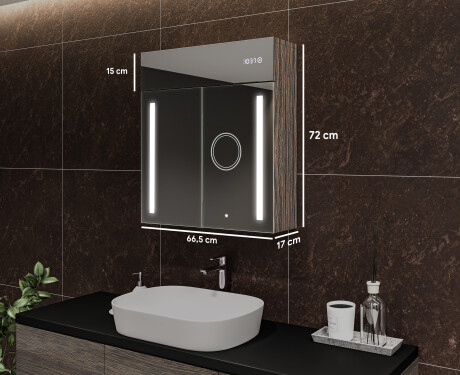 Mobile bagno con specchio LED L02 Emily 66,5 x 72 cm nel colore Rovere Oslo #2