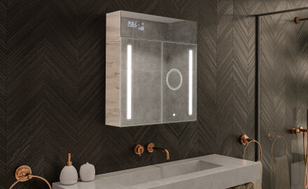 Mobile bagno con specchio LED L02 Emily 66,5 x 72 cm nel colore Rovere Oslo