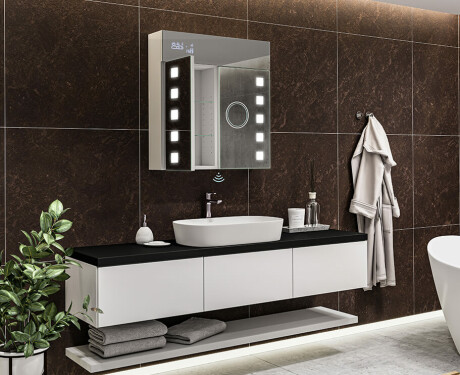 Armadietto Da Bagno Con Specchio e Illuminazione LED - L03 Emily 66,5 x 72cm #11