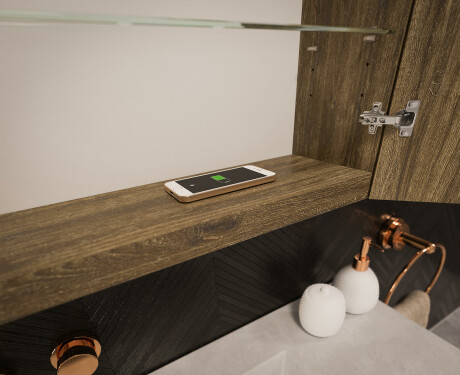 Armadietto Da Bagno Con Specchio e Illuminazione LED - L03 Emily 66,5 x 72cm #12