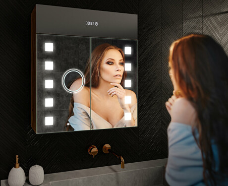 Armadietto Da Bagno Con Specchio e Illuminazione LED - L03 Emily 66,5 x 72cm #9