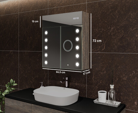 Armadietto Da Bagno Con Specchio e Illuminazione LED - L06 Emily 66,5 x 72cm #2