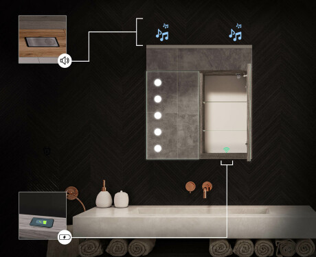 Armadietto Da Bagno Con Specchio e Illuminazione LED - L06 Emily 66,5 x 72cm #6