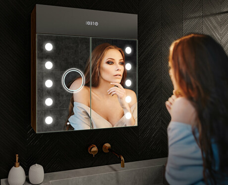 Armadietto Da Bagno Con Specchio e Illuminazione LED - L06 Emily 66,5 x 72cm #9