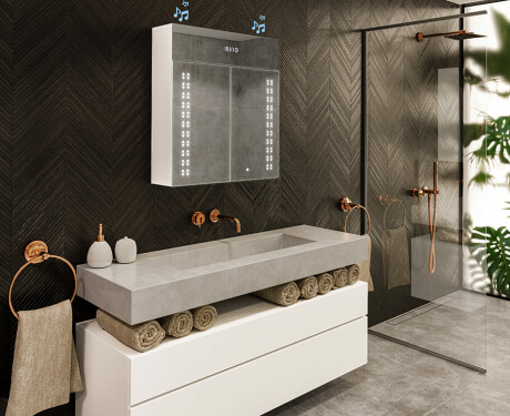 Armadietto Da Bagno Con Specchio e Illuminazione LED - L55 Emily 66,5 x 72cm #10