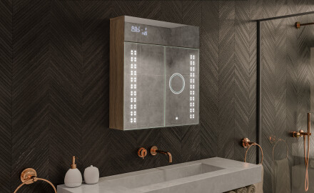 Armadietto Da Bagno Con Specchio e Illuminazione LED - L55 Emily 66,5 x 72cm