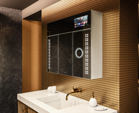 Smart Armadietto Da Bagno Con Specchio E Illuminazione LED - L55 Sarah 100 x 72cm
