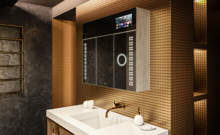 Smart Armadietto Da Bagno Con Specchio E Illuminazione LED - L55 Sarah 100 x 72cm