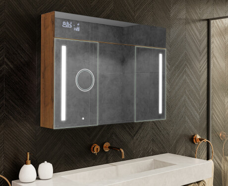 Armadietto Da Bagno Con Specchio e Illuminazione LED - L02 Emily 100 x 72cm #1