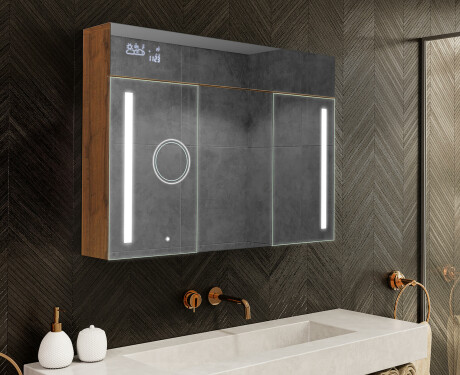 Armadietto Da Bagno Con Specchio e Illuminazione LED - L02 Emily 100 x 72cm