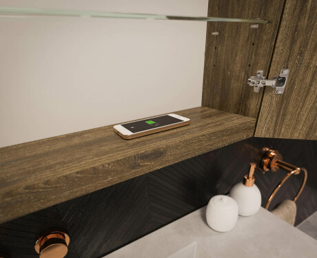 Armadietto Da Bagno Con Specchio e Illuminazione LED - L02 Emily 100 x 72cm #12