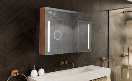 Armadietto Da Bagno Con Specchio e Illuminazione LED - L02 Emily 100 x 72cm