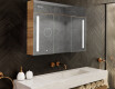Mobile bagno sospeso con specchio LED L02 Emily 100 x 72 cm nel colore Rovere Antico