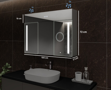Mobile bagno sospeso con specchio LED L02 Emily 100 x 72 cm nel colore Rovere Antico #2