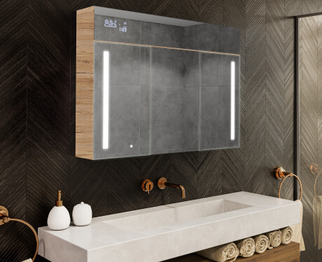 Mobile bagno sospeso con specchio LED L02 Emily 100 x 72 cm nel colore San Marino