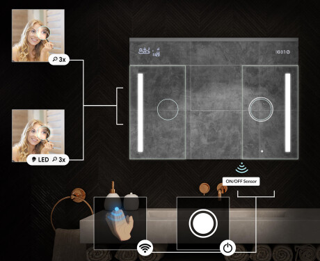 Mobile bagno sospeso con specchio LED L02 Emily 100 x 72 cm nel colore San Marino #5