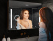 Mobile bagno sospeso con specchio LED L02 Emily 100 x 72 cm nel colore San Marino #9