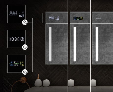 Mobile bagno sospeso con specchio LED L02 Emily 100 x 72 cm nel colore Rovere Oslo #4