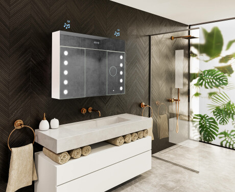Armadietto Da Bagno Con Specchio e Illuminazione LED - L06 Emily 100 x 72cm #10