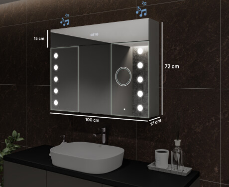 Armadietto Da Bagno Con Specchio e Illuminazione LED - L06 Emily 100 x 72cm #2