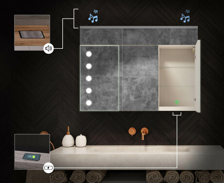 Armadietto Da Bagno Con Specchio e Illuminazione LED - L06 Emily 100 x 72cm #6