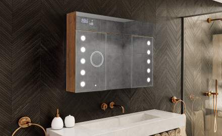 Armadietto Da Bagno Con Specchio e Illuminazione LED - L06 Emily 100 x 72cm