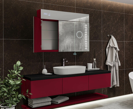 Armadietto Da Bagno Con Specchio e Illuminazione LED - L55 Emily 100 x 72cm #11