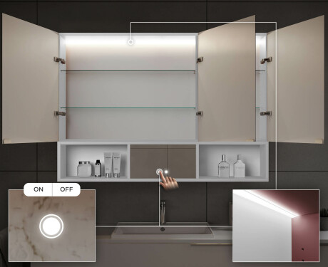Armadietto Da Bagno LED Emma - a 3 Ante 100 x 72cm #5