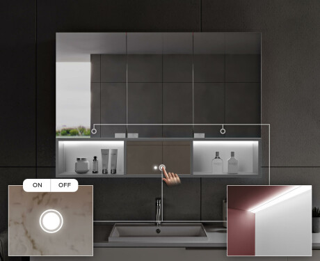 Armadietto Da Bagno LED Emma - a 3 Ante 100 x 72cm #6