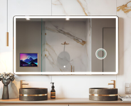 Specchio LED Moderno Arrotondato con cornice iPad Displine L141