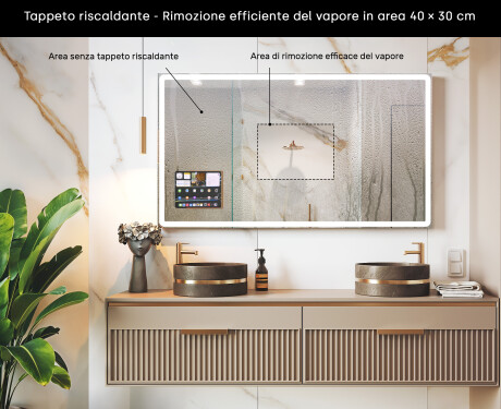 Specchio LED Moderno Arrotondato con cornice iPad Displine L141 #7