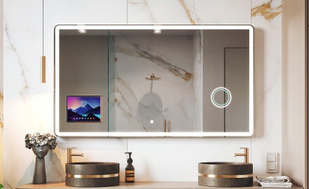 Specchio LED Moderno Arrotondato con cornice iPad Displine L141