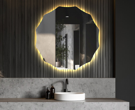 Tondo specchio bagno con luce L192