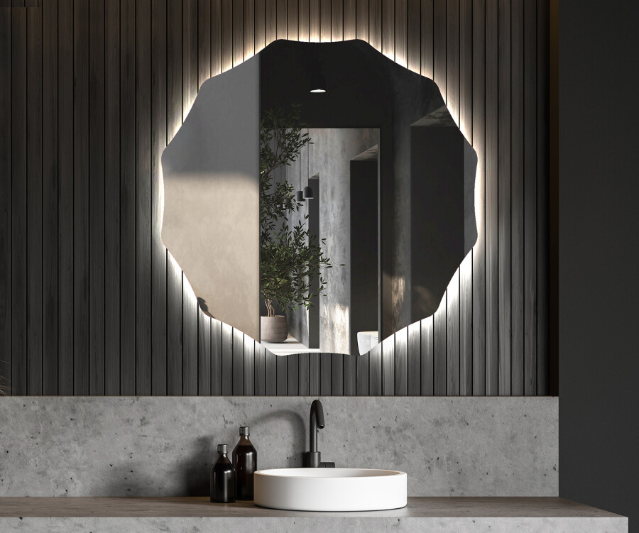 Artforma - Rotondo specchio parete retroilluminato per bagno L193