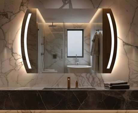 Specchio da parete moderno per bagno con luci L67
