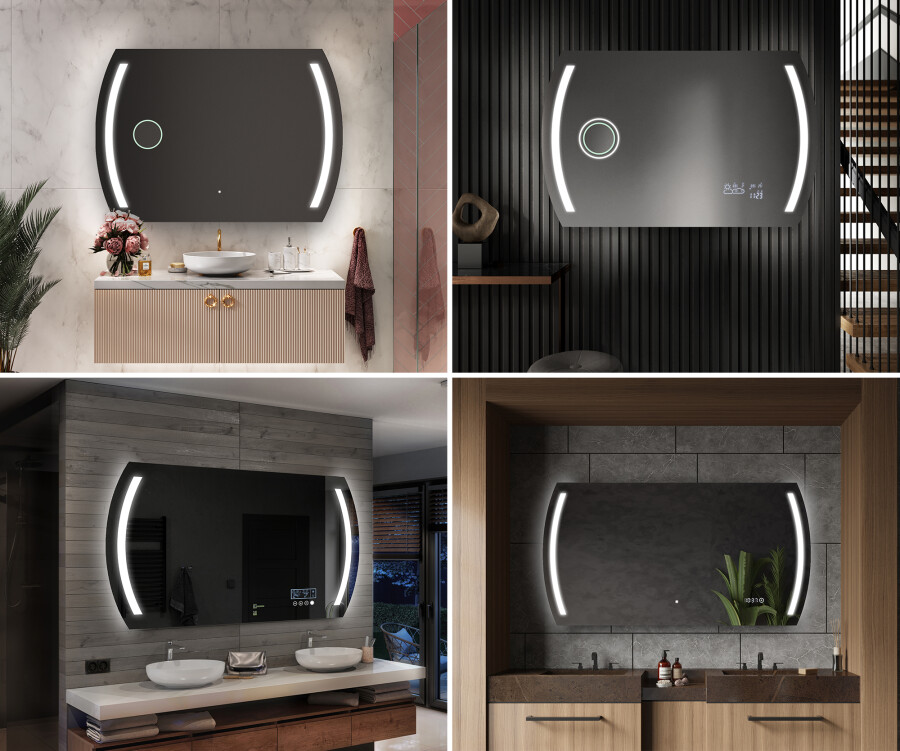 Artforma - Specchio da parete moderno per bagno con luci L67