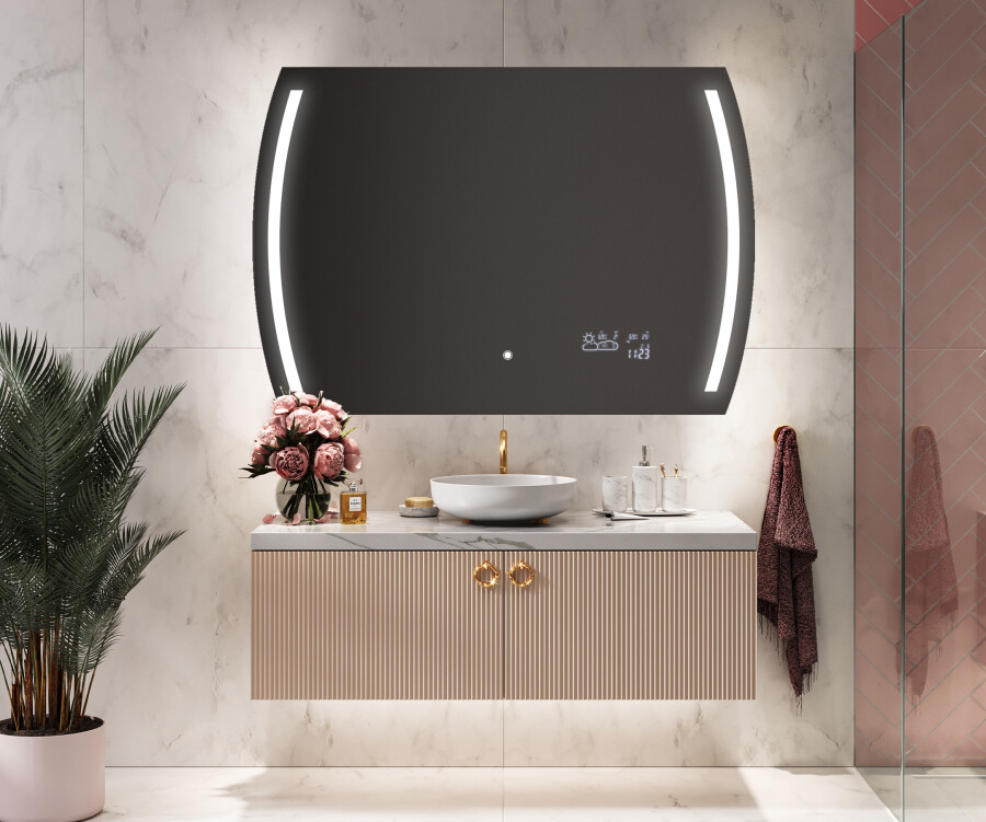 Artforma - Specchio da parete moderno per bagno con luci L67