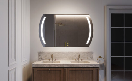 Specchio da parete moderno per bagno con luci L67