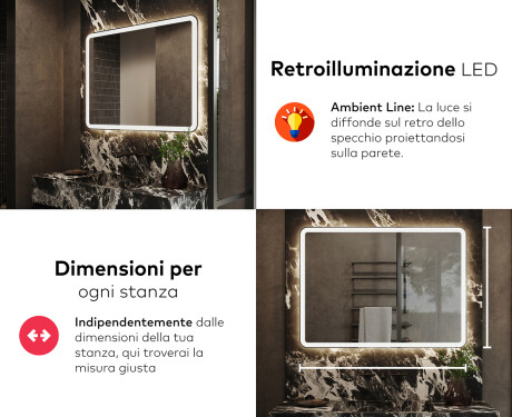 Specchio retroilluminato a luce LED - Prodotto 100% made in Italy e di  qualità superiore