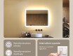 Specchio da bagno arrotondato con illuminazione LED, bicolore, interruttore touch, tappetino riscaldante #4
