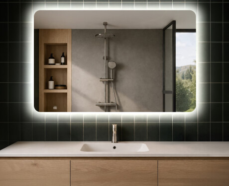 Specchio da parete moderno per bagno con luci L142