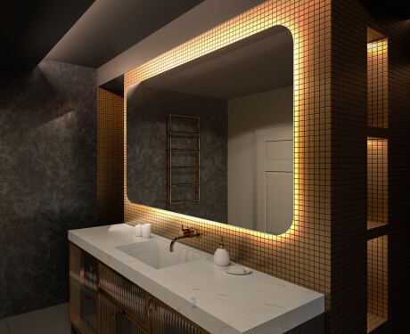 Specchio da parete moderno per bagno con luci L142 #1