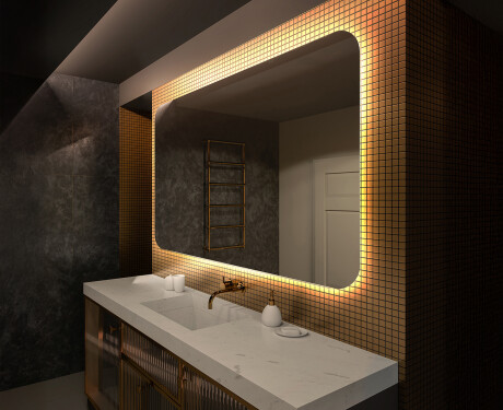 Specchio da parete moderno per bagno con luci L142