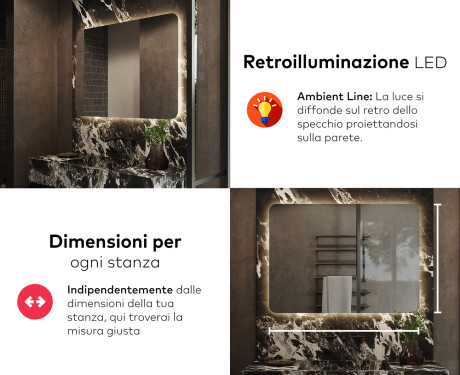 Specchio da parete moderno per bagno con luci L142 #5