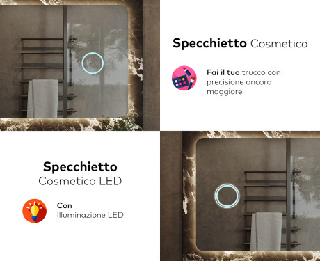 Specchio da parete moderno per bagno con luci L142 #8