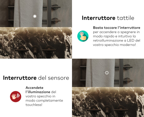 Specchio da parete moderno per bagno con luci L142 #9