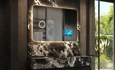 Specchio da parete moderno per bagno con luci L142