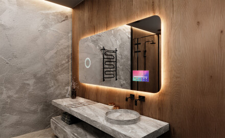 Specchio da parete moderno per bagno con luci L142
