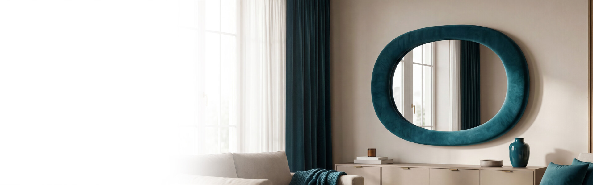 Specchio con cornice imbottita